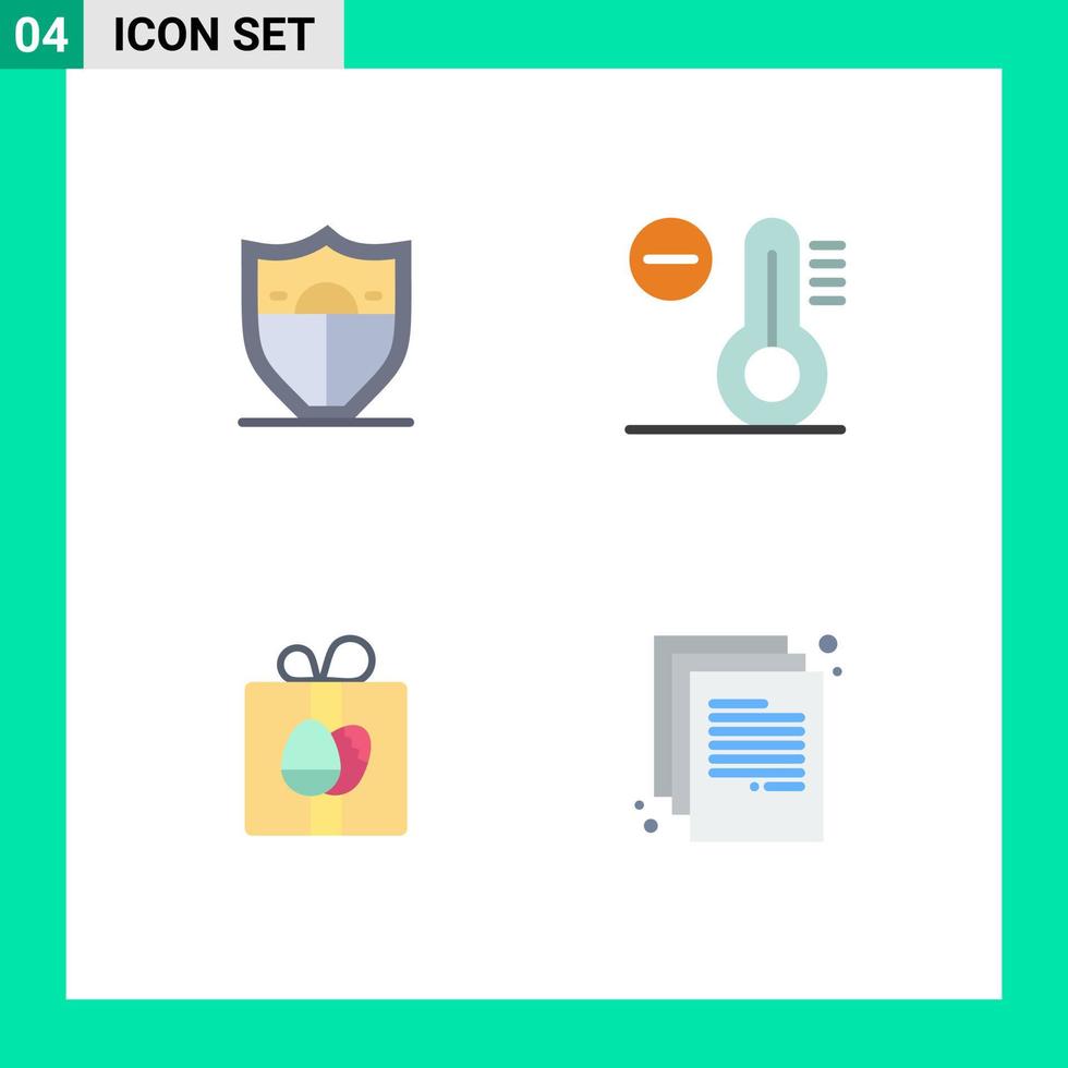 modern uppsättning av 4 platt ikoner och symboler sådan som skydda påsk klimat gåva doc redigerbar vektor design element