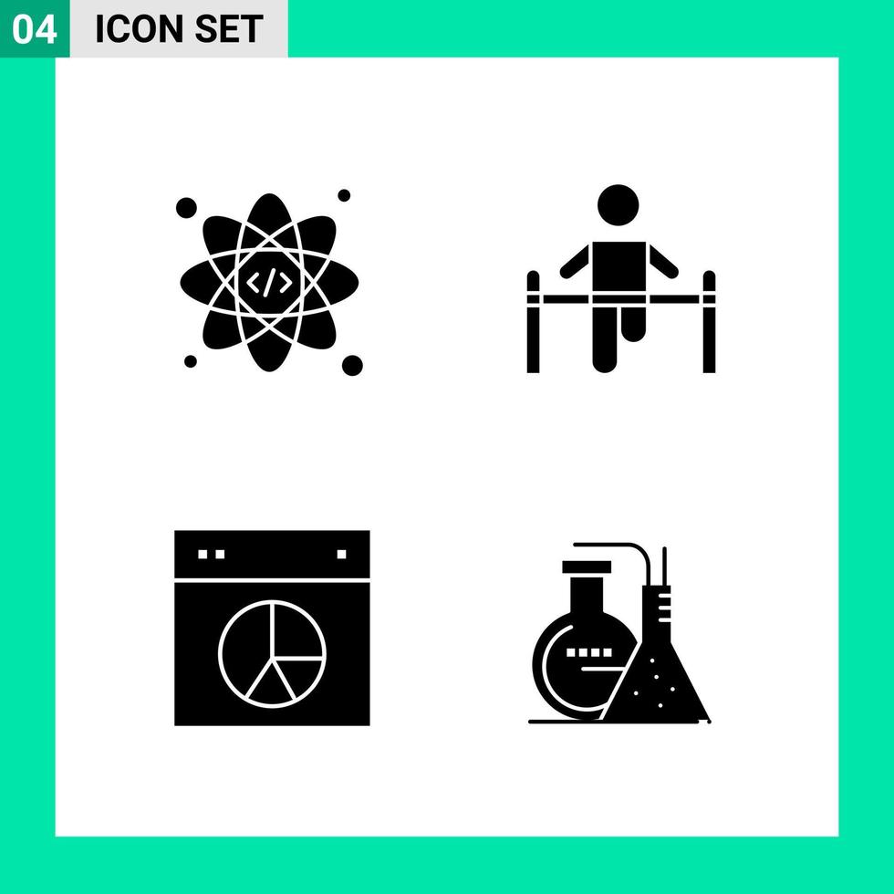 packa av 4 fast stil ikon uppsättning glyf symboler för skriva ut kreativ tecken isolerat på vit bakgrund 4 ikon uppsättning vektor