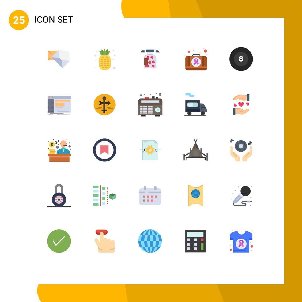 uppsättning av 25 modern ui ikoner symboler tecken för biljard medicinsk flaska fall först hjälpa redigerbar vektor design element
