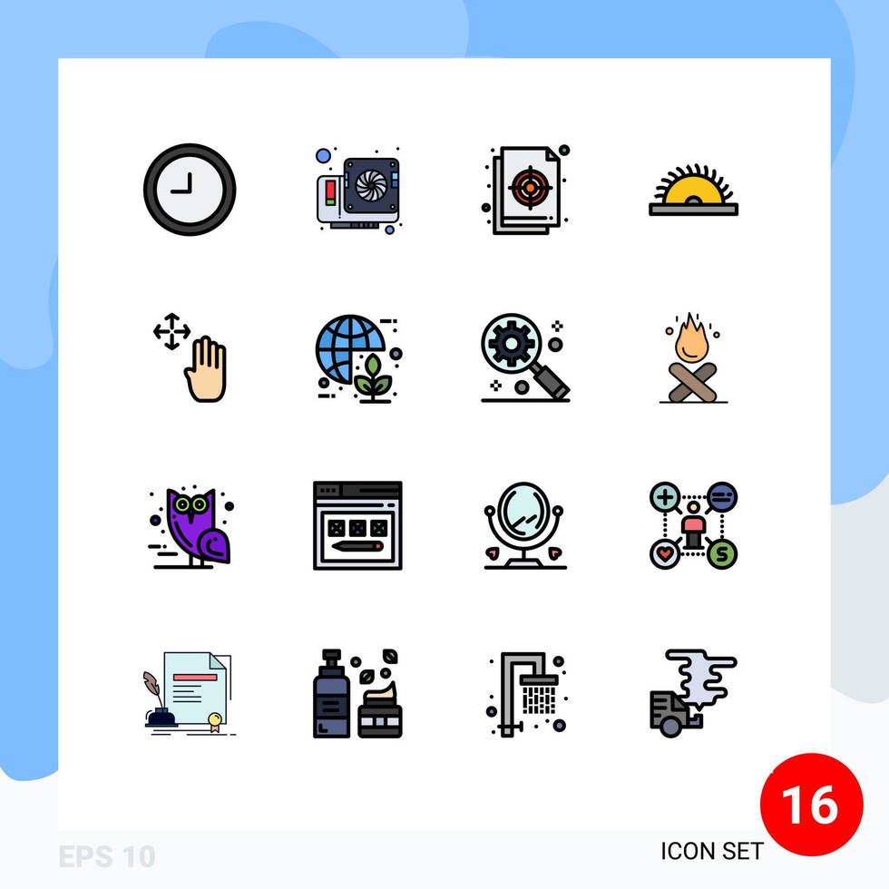 16 universell platt Färg fylld linje tecken symboler av upp hand palett redskap fick syn på redigerbar kreativ vektor design element