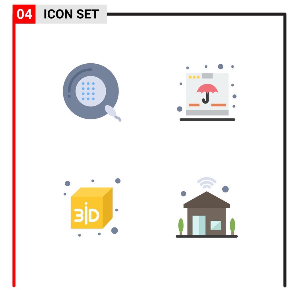 Satz von 4 Vektor-Flachsymbolen auf dem Gitter für Krankheitsversand Gesundheitscontainer Würfel editierbare Vektordesign-Elemente vektor