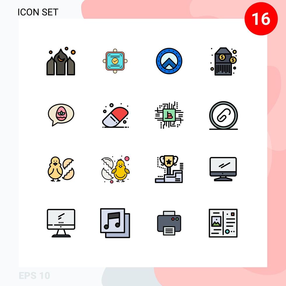 16 universell platt Färg fylld rader uppsättning för webb och mobil tillämpningar natur ägg skydda chatt pris redigerbar kreativ vektor design element