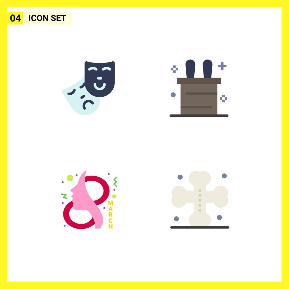 4 kreativ ikoner modern tecken och symboler av mask kvinnor magi lura åtta korsa redigerbar vektor design element