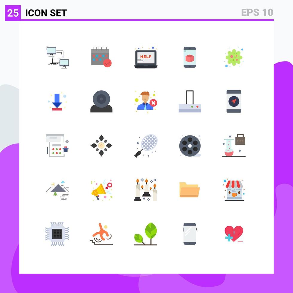 uppsättning av 25 vektor platt färger på rutnät för cell Stöd kalender service hjälp redigerbar vektor design element