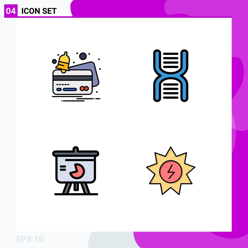 4 fylld linje platt Färg begrepp för webbplatser mobil och appar kort Diagram betalning utbildning försäljning redigerbar vektor design element