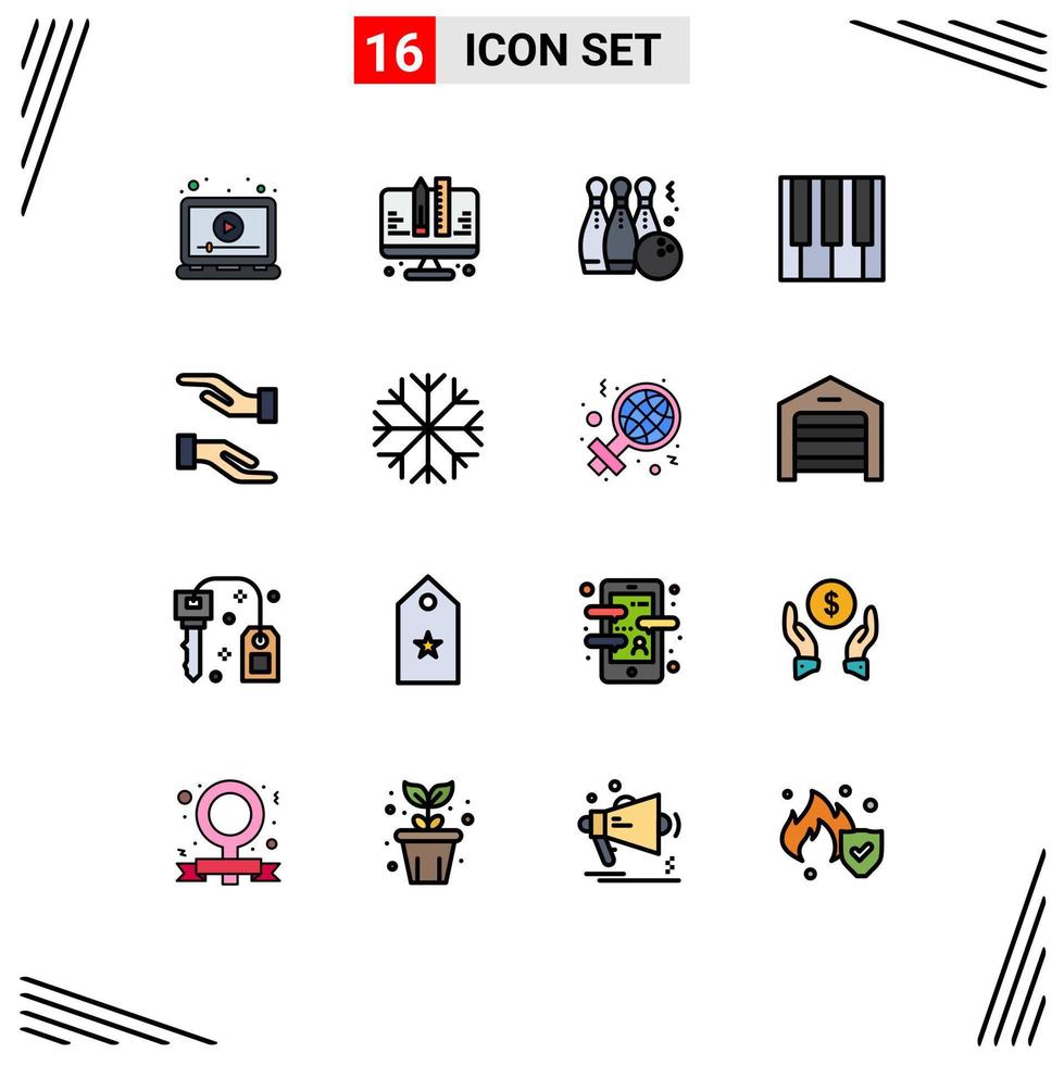 satz von 16 modernen ui-symbolen symbolzeichen für klaviertastatur web audio sport editierbare kreative vektordesignelemente vektor