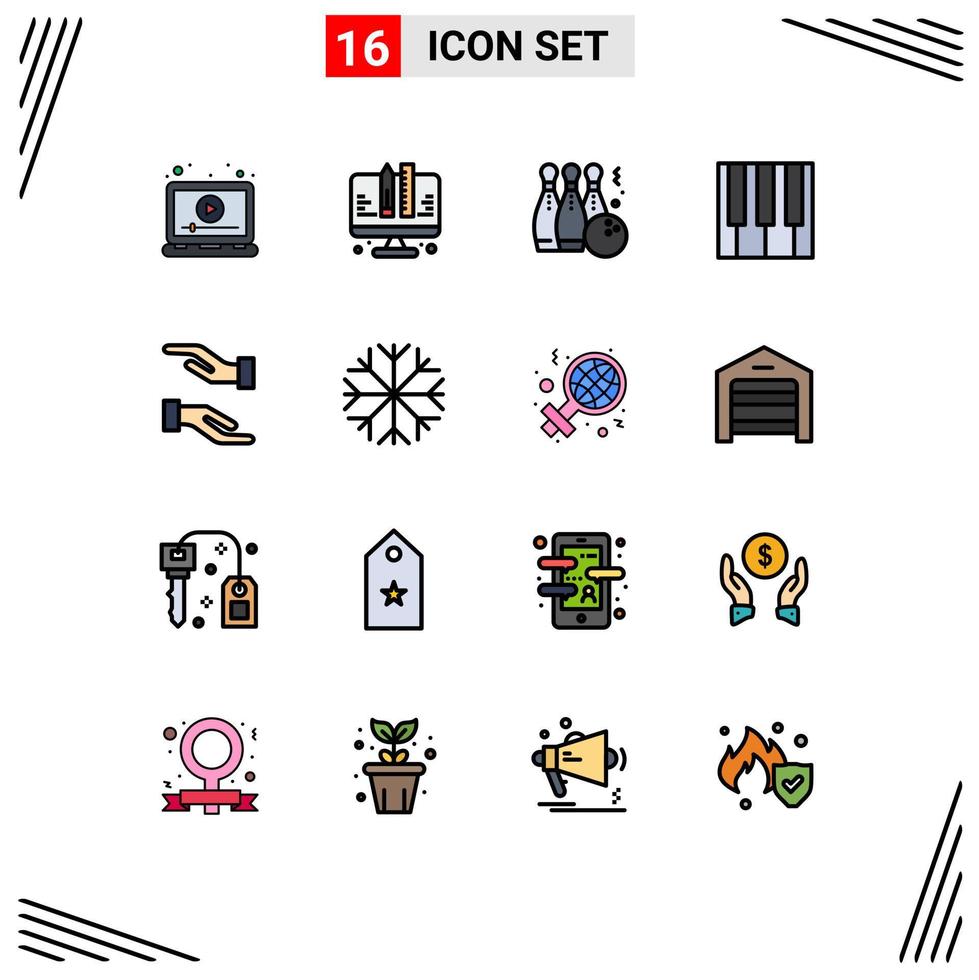 uppsättning av 16 modern ui ikoner symboler tecken för piano tangentbord webb audio sport redigerbar kreativ vektor design element