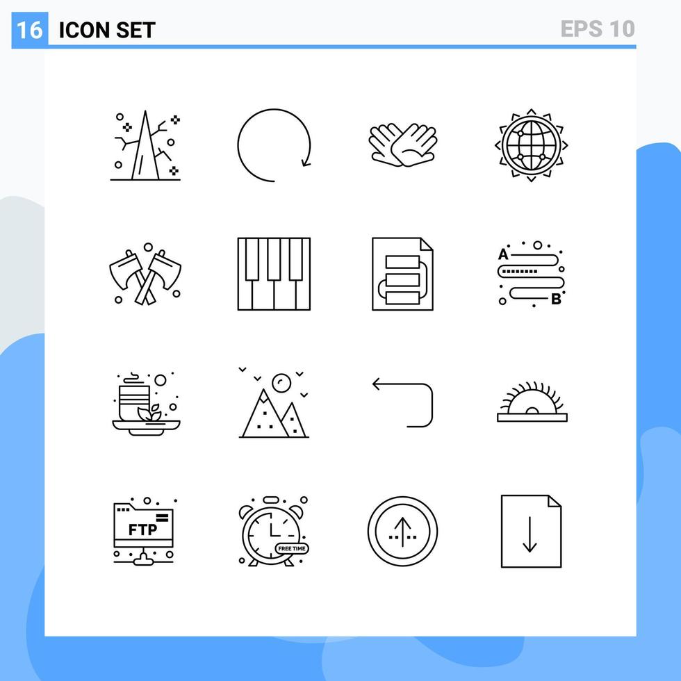 gruppe von 16 umrissen zeichen und symbole für axt business hands seo world editierbare vektordesignelemente vektor
