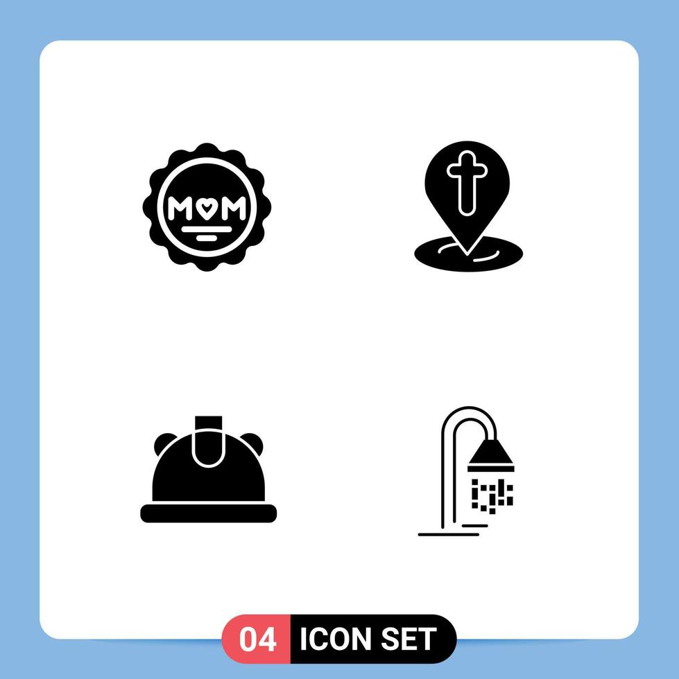 Stock Vector Icon Pack mit 4 Zeilenzeichen und Symbolen für Medaillenkonstruktion Mama Ostern Bad editierbare Vektordesign-Elemente