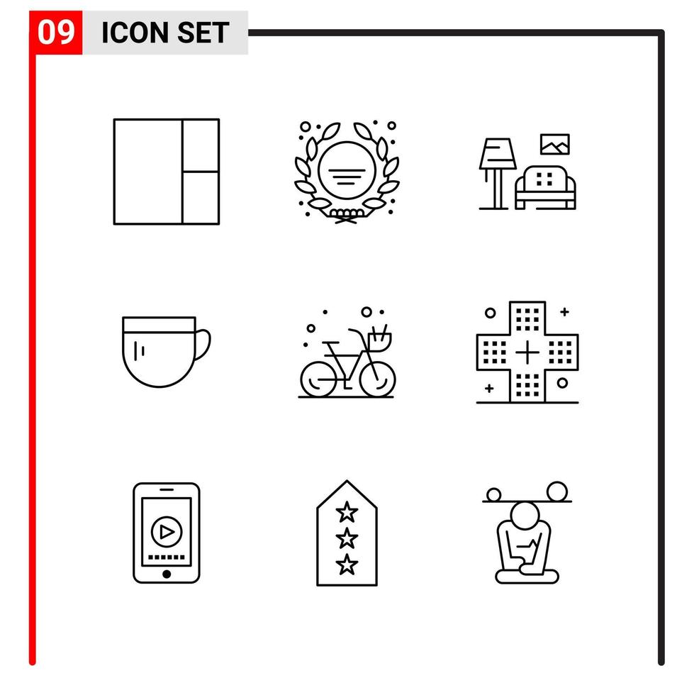9 allmän ikoner för hemsida design skriva ut och mobil appar 9 översikt symboler tecken isolerat på vit bakgrund 9 ikon packa vektor