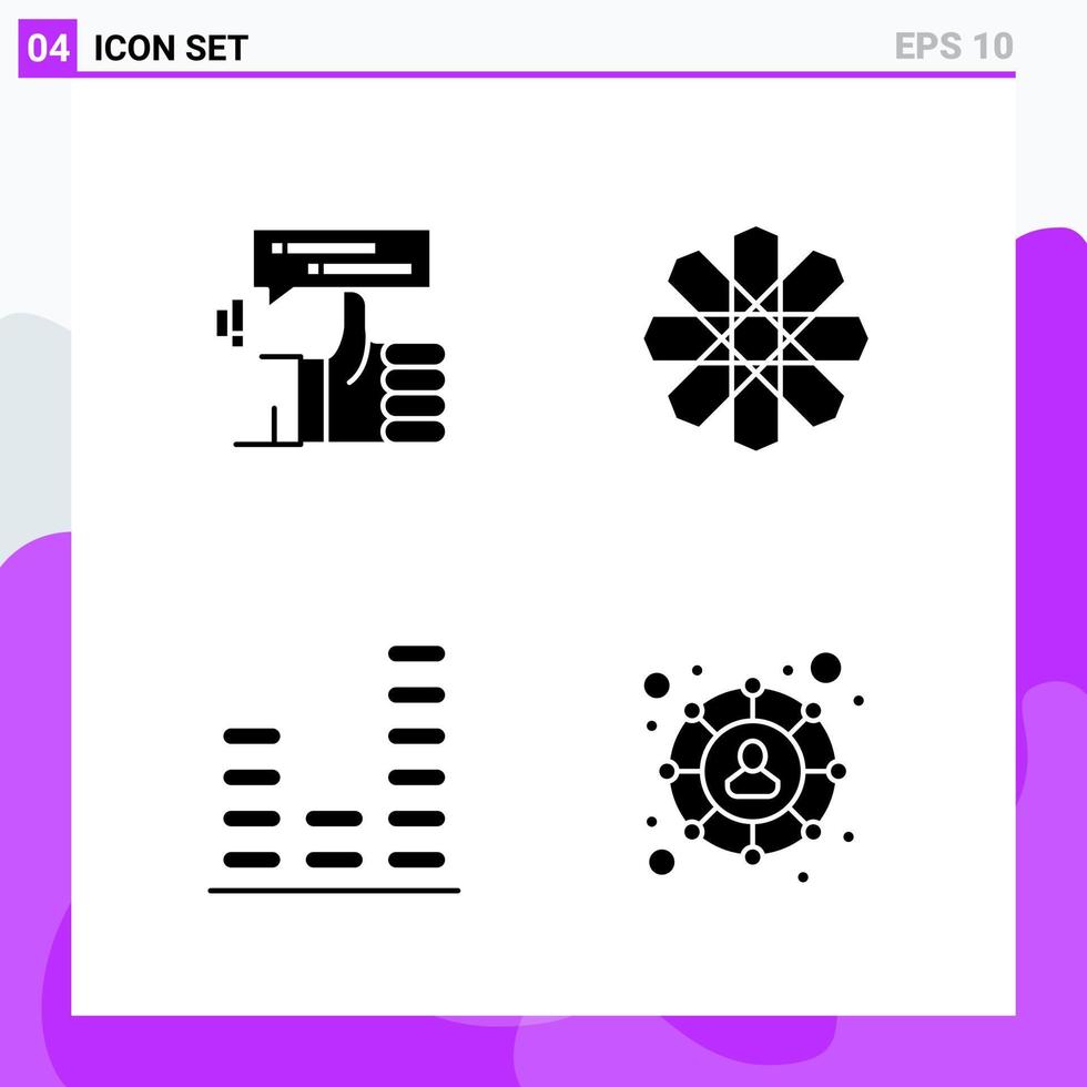 uppsättning av 4 ikoner i fast stil kreativ glyf symboler för hemsida design och mobil appar enkel fast ikon tecken isolerat på vit bakgrund 4 ikoner vektor