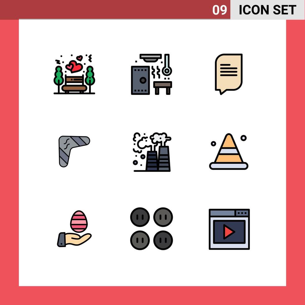 grupp av 9 fylld linje platt färger tecken och symboler för fabrik resa chatt inhemsk australier redigerbar vektor design element