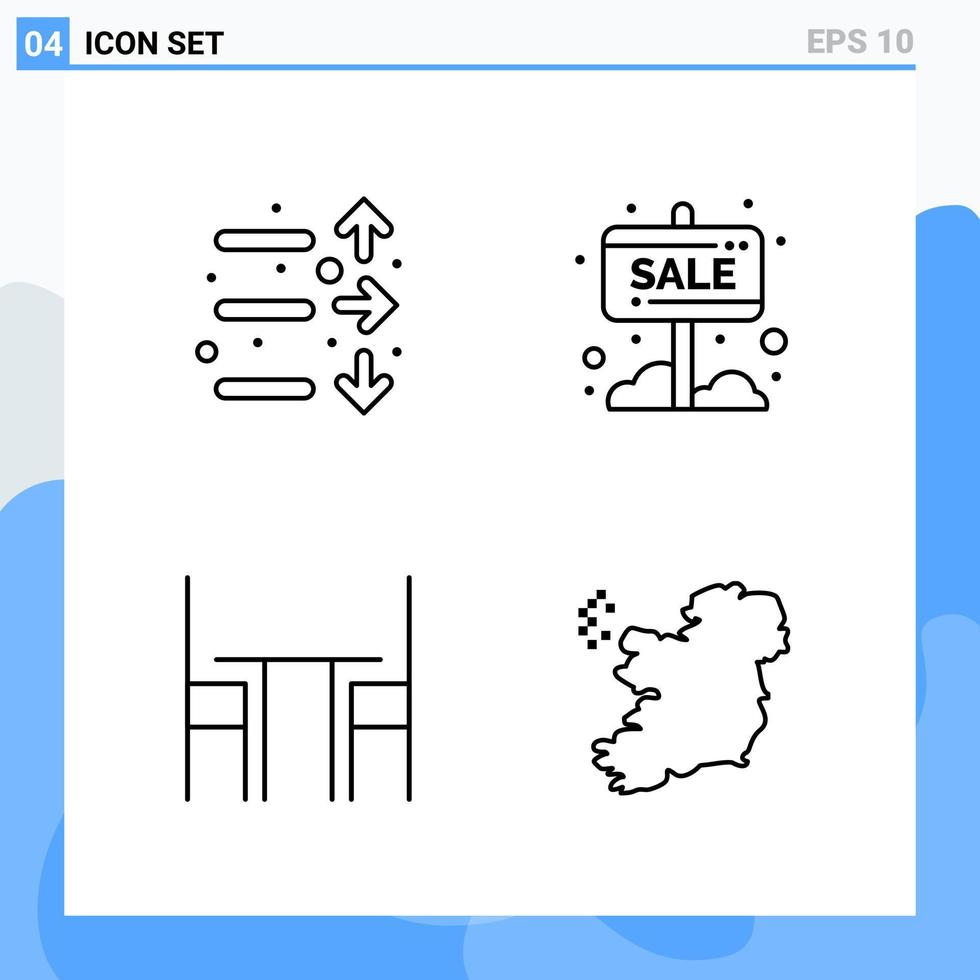 modern 4 linje stil ikoner översikt symboler för allmän använda sig av kreativ linje ikon tecken isolerat på vit bakgrund 4 ikoner packa vektor