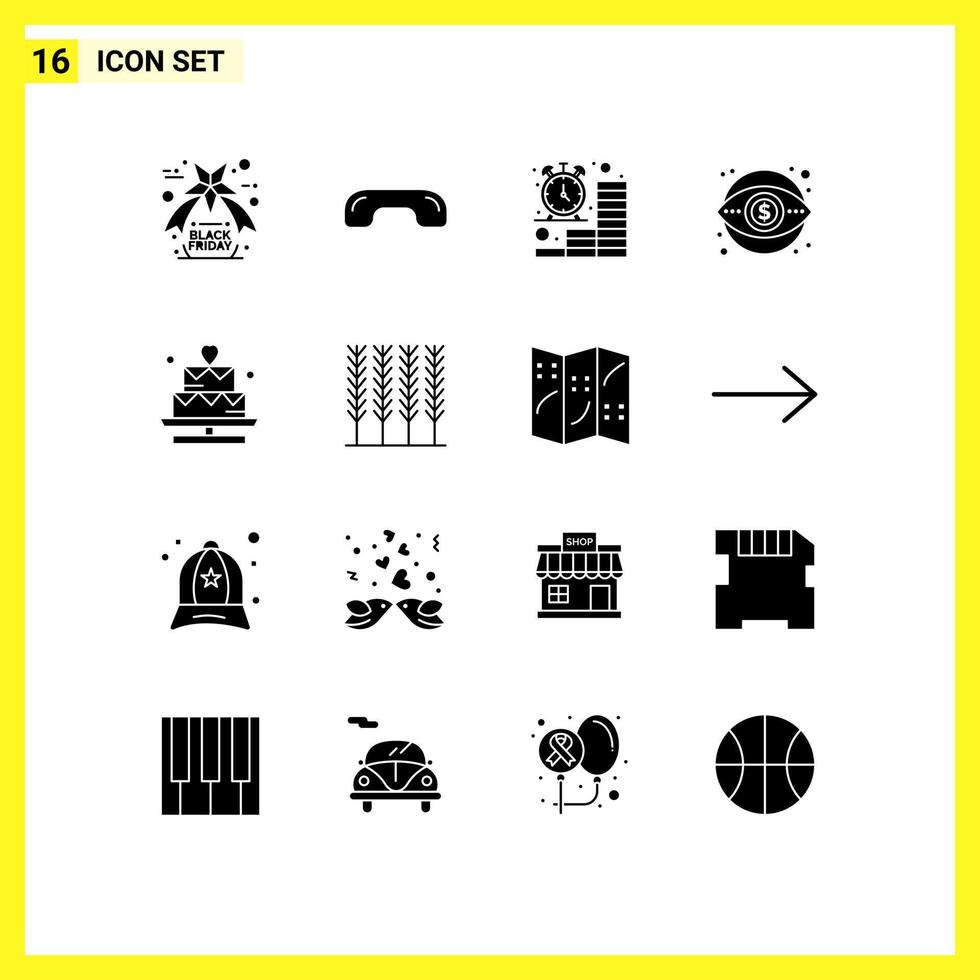 uppsättning av 16 modern ui ikoner symboler tecken för syn marknadsföring företag finansiera pengar redigerbar vektor design element