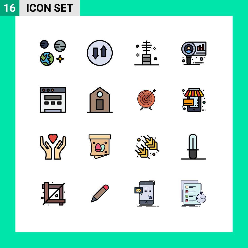 uppsättning av 16 modern ui ikoner symboler tecken för browser marknadsföra skönhet diagram salong redigerbar kreativ vektor design element