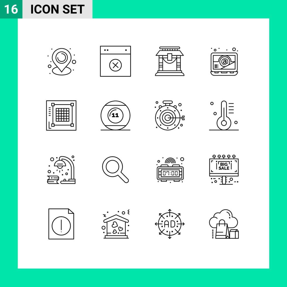 uppsättning av 16 kommersiell konturer packa för layout design dörr bärbar dator dator redigerbar vektor design element