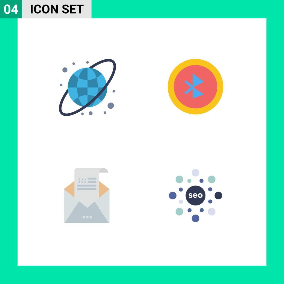 4 universell platt ikoner uppsättning för webb och mobil tillämpningar cirkulär inbjudan Blåtand e-post klot redigerbar vektor design element