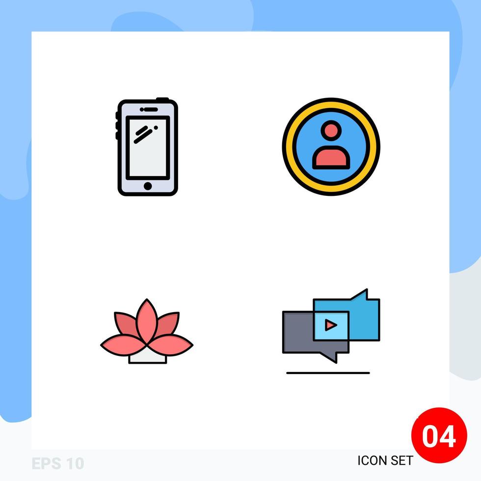 moderner Satz von 4 gefüllten flachen Farben und Symbolen wie Telefon Indien Huawei Navigationsanlage editierbare Vektordesign-Elemente vektor