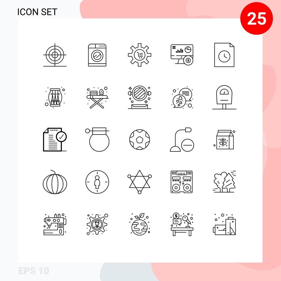 modern uppsättning av 25 rader och symboler sådan som investering uppkopplad vagn övervaka redskap redigerbar vektor design element