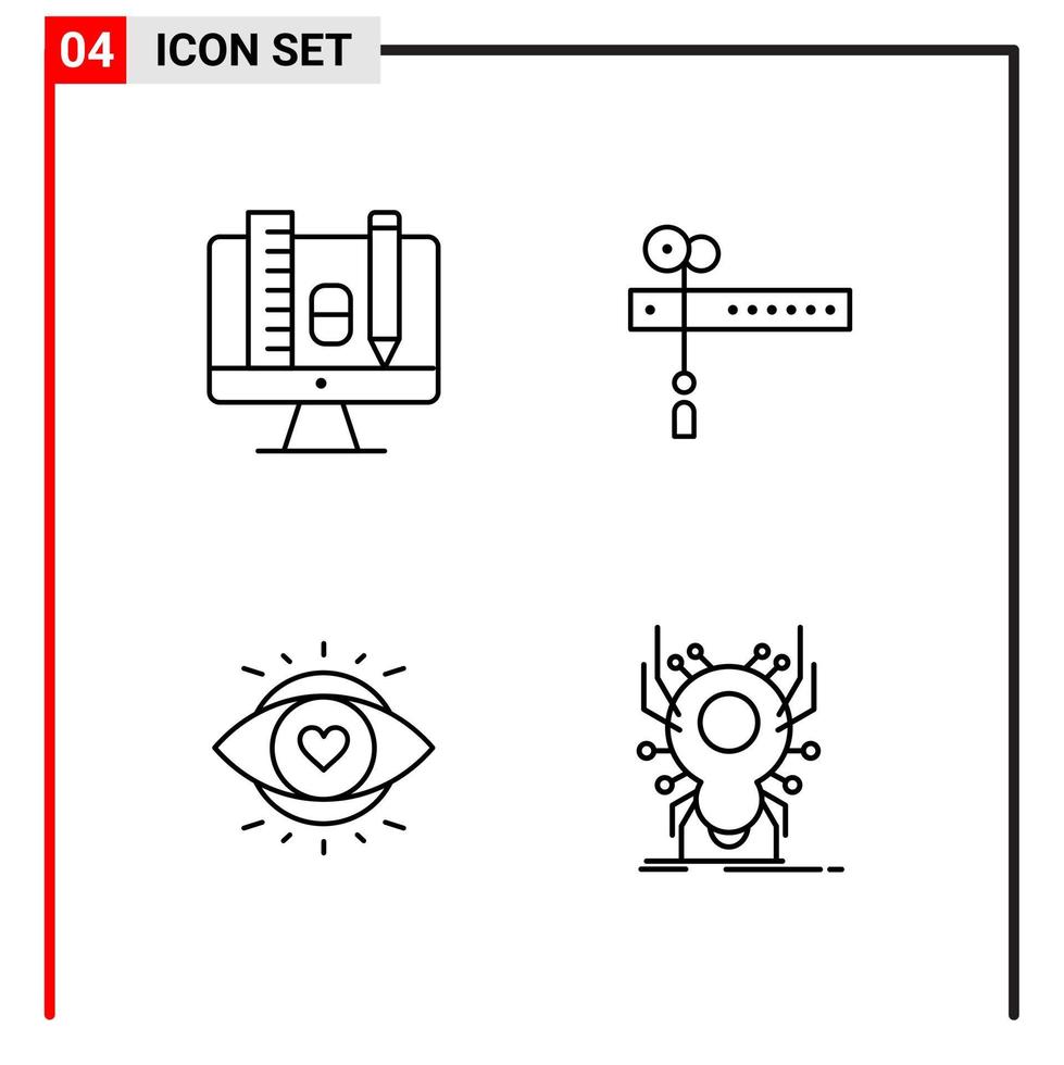 4 allmän ikoner för hemsida design skriva ut och mobil appar 4 översikt symboler tecken isolerat på vit bakgrund 4 ikon packa vektor