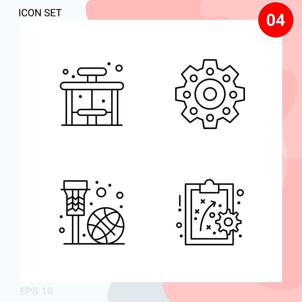 vektor packa av 4 ikoner i linje stil kreativ översikt packa isolerat på vit bakgrund för webb och mobil