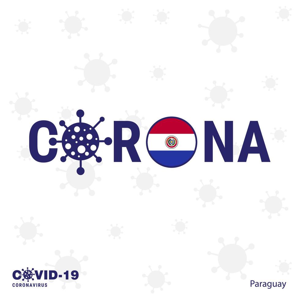 paraguay coronavirus typografi covid19 Land baner stanna kvar Hem stanna kvar friska ta vård av din egen hälsa vektor