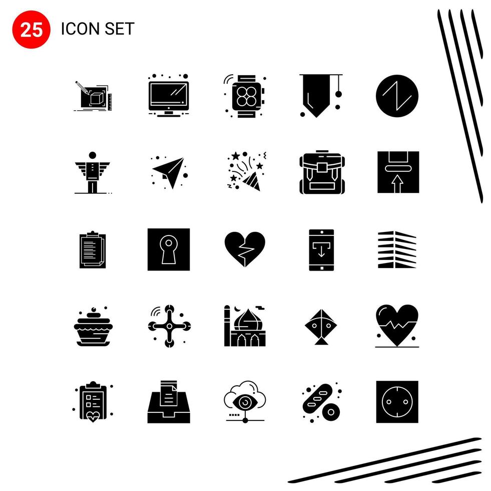 Sammlung von 25 Vektorsymbolen im soliden Stil Pixel perfekte Glyphensymbole für Web und mobile solide Symbolzeichen auf weißem Hintergrund 25 Symbole vektor