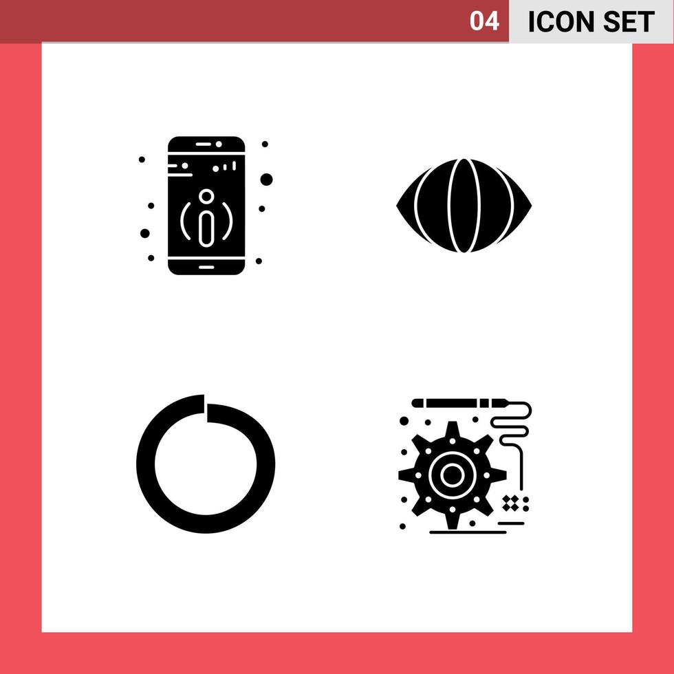 modern uppsättning av 4 fast glyfer pictograph av detalj design öga bult teknik redigerbar vektor design element