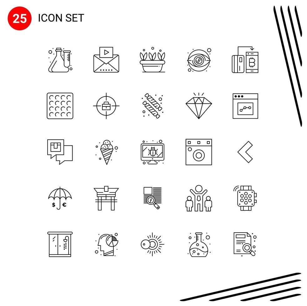 uppsättning av 25 modern ui ikoner symboler tecken för kontantlös synlighet video se vår redigerbar vektor design element