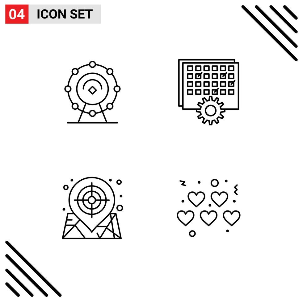 4 kreative Symbole moderne Zeichen und Symbole der Browser-Karte Hotelverarbeitung Ziel editierbare Vektordesign-Elemente vektor