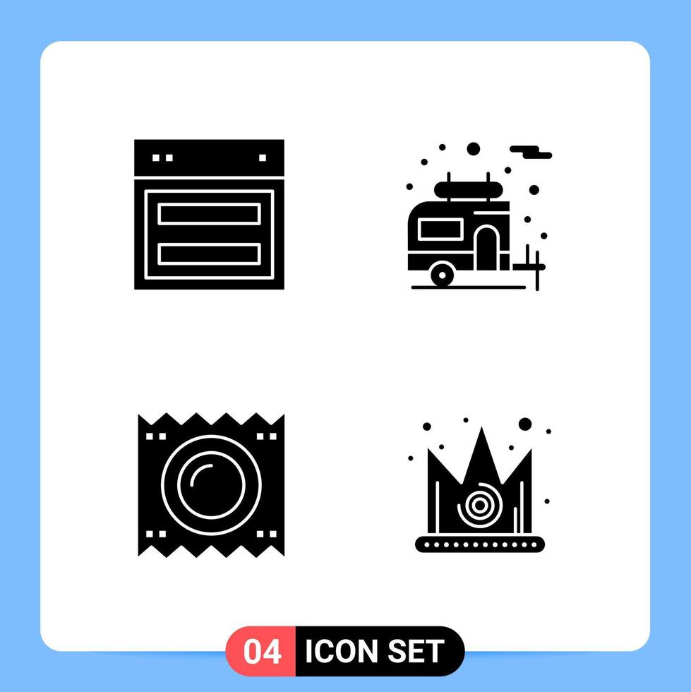 4 fast svart ikon packa glyf symboler för mobil appar isolerat på vit bakgrund 4 ikoner uppsättning vektor