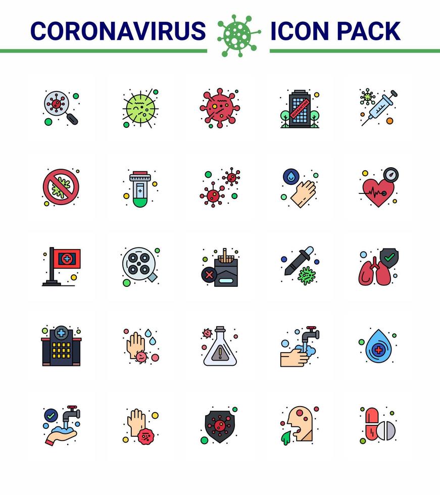ny coronavirus 2019-nCoV 25 platt Färg fylld linje ikon packa vistas coronavirus sars byggnad korona viral coronavirus 2019 nov sjukdom vektor design element