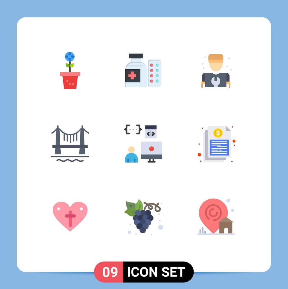 satz von 9 modernen ui-symbolen symbole zeichen für die reparatur von editierbaren vektordesignelementen des app-stadtkrankenhausgebäudes vektor