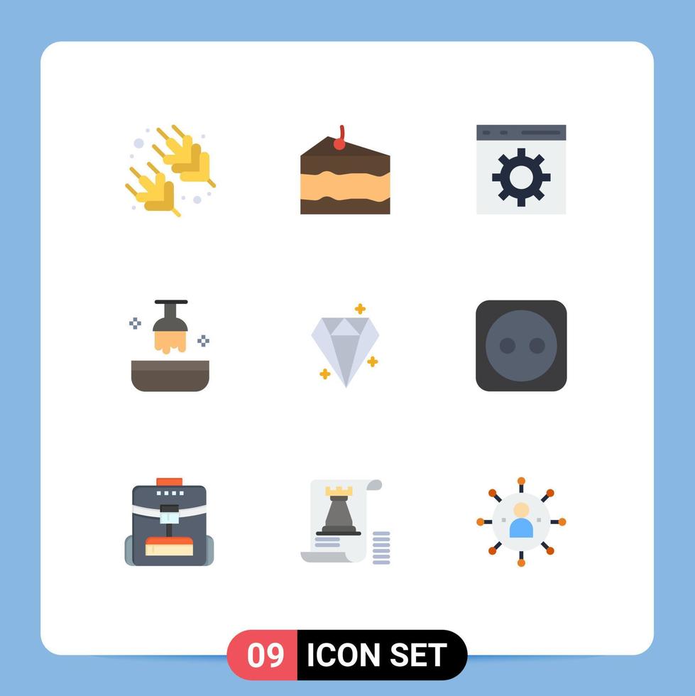 uppsättning av 9 modern ui ikoner symboler tecken för sucess diamant utveckla salong färga redigerbar vektor design element