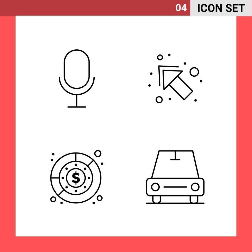 4 ikon packa linje stil översikt symboler på vit bakgrund enkel tecken för allmän design vektor