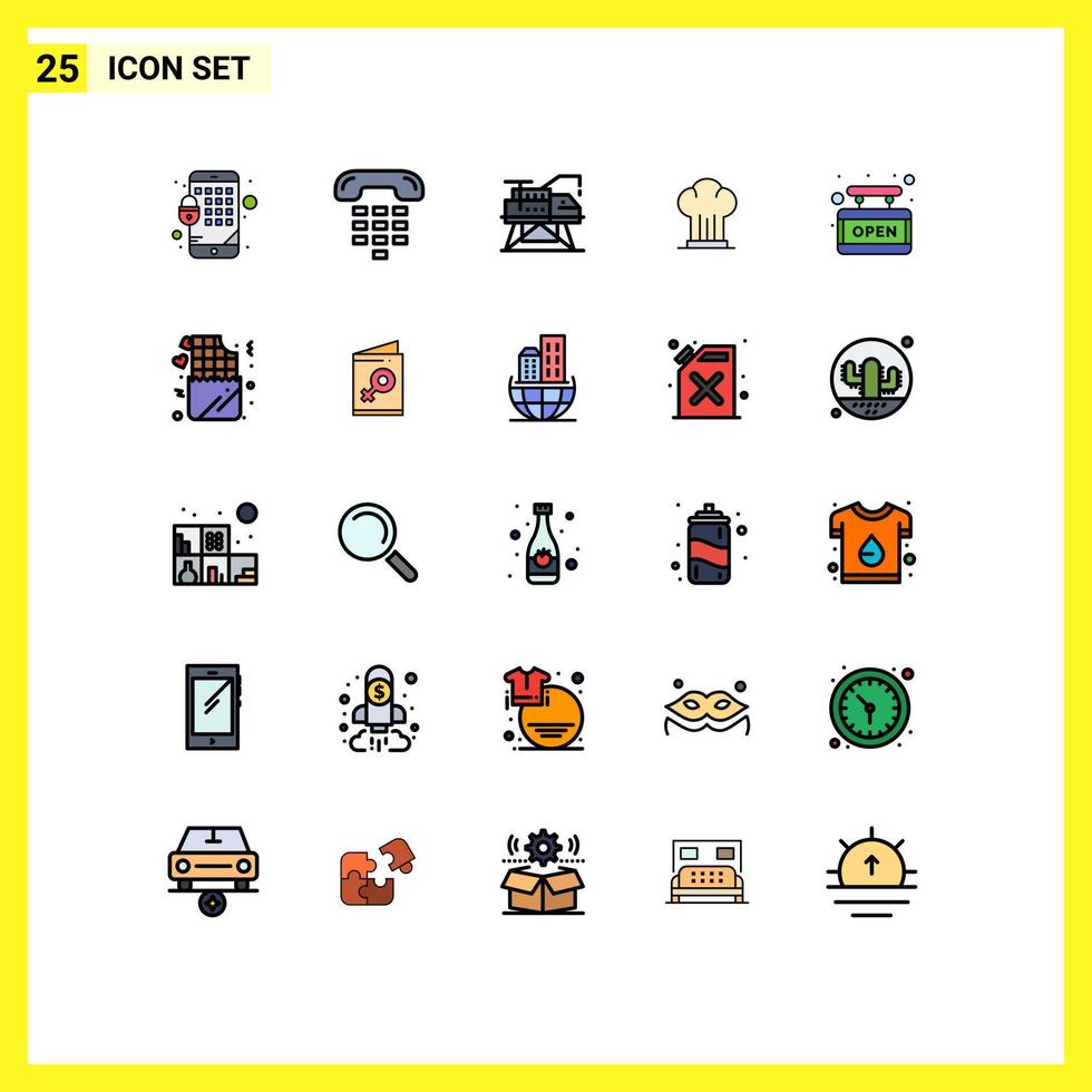 uppsättning av 25 modern ui ikoner symboler tecken för styrelse hatt konstruktion spis keps redigerbar vektor design element