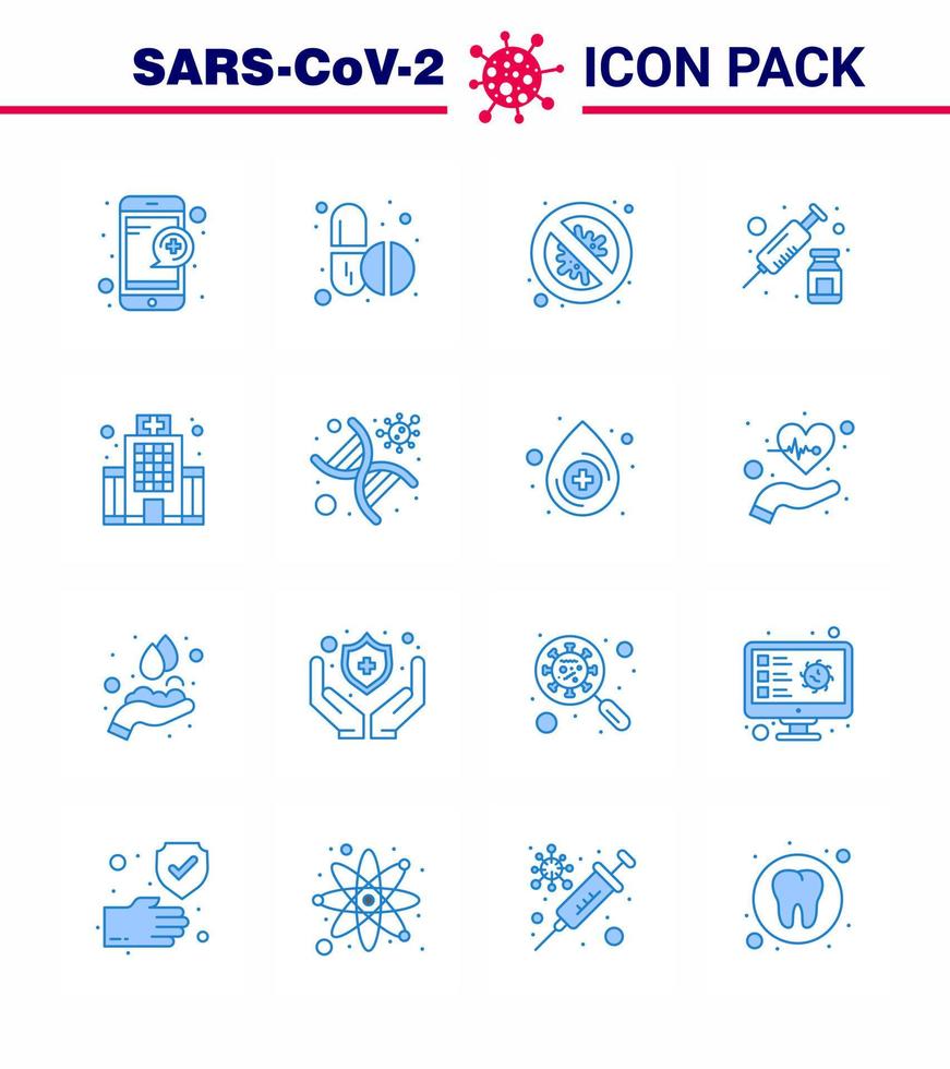 Coronavirus-Bewusstseinssymbole 16 blaues Symbol Corona-Virus-Grippe im Zusammenhang wie Bauspritze Bakterien Injektionsgefahr Virus-Coronavirus 2019nov-Krankheitsvektor-Designelemente vektor