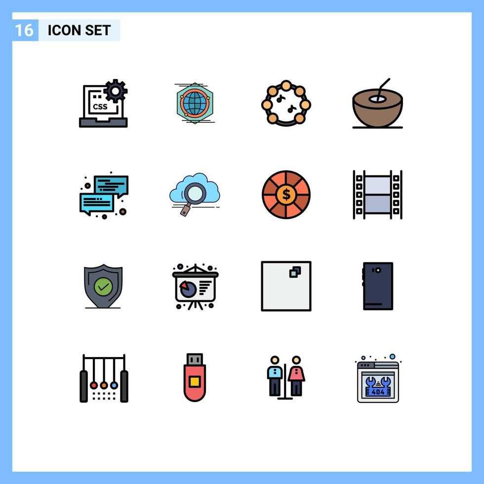 uppsättning av 16 modern ui ikoner symboler tecken för meddelande konversation aning kommunikation kokos redigerbar kreativ vektor design element
