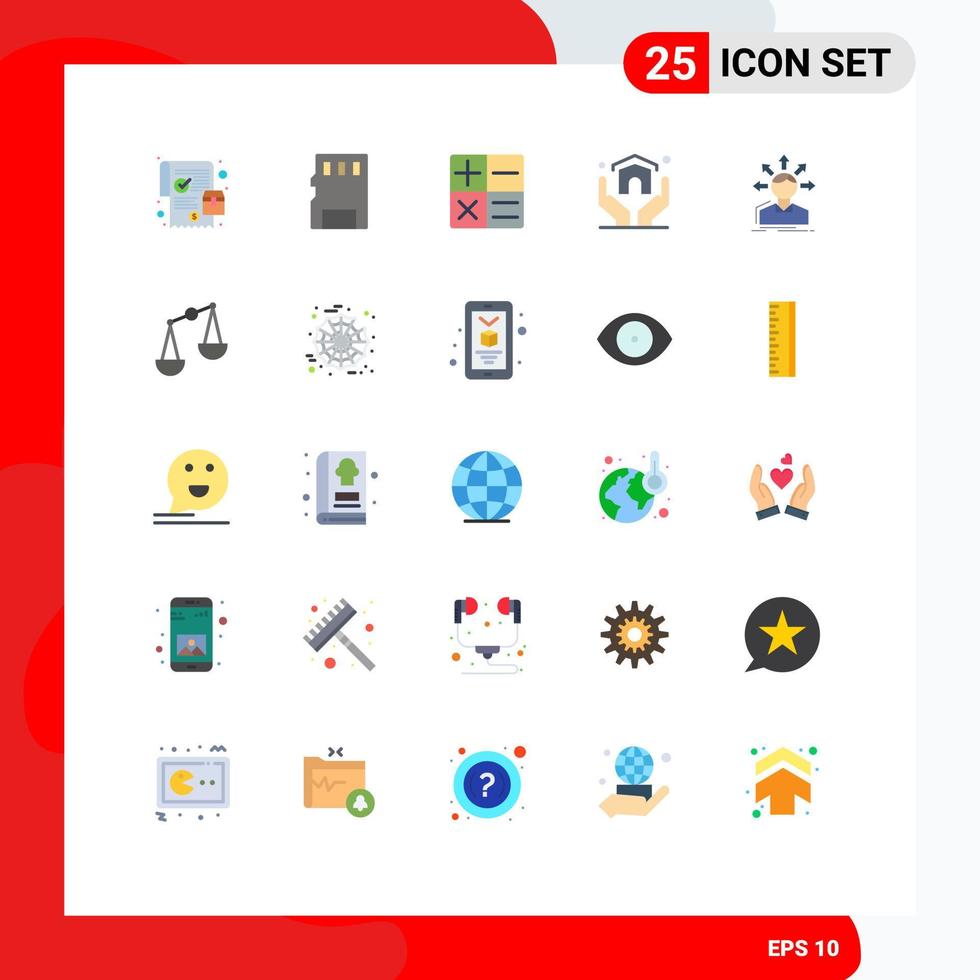 Packung mit 25 modernen flachen Farbzeichen und Symbolen für Web-Printmedien wie Strukturunterschiedsrechner-Umwandlungshaus editierbare Vektordesign-Elemente vektor