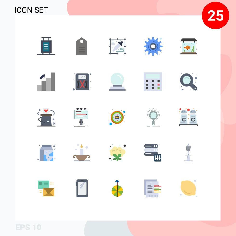 mobil gränssnitt platt Färg uppsättning av 25 piktogram av fisk Hem plocka Färg verktyg redskap redigerbar vektor design element