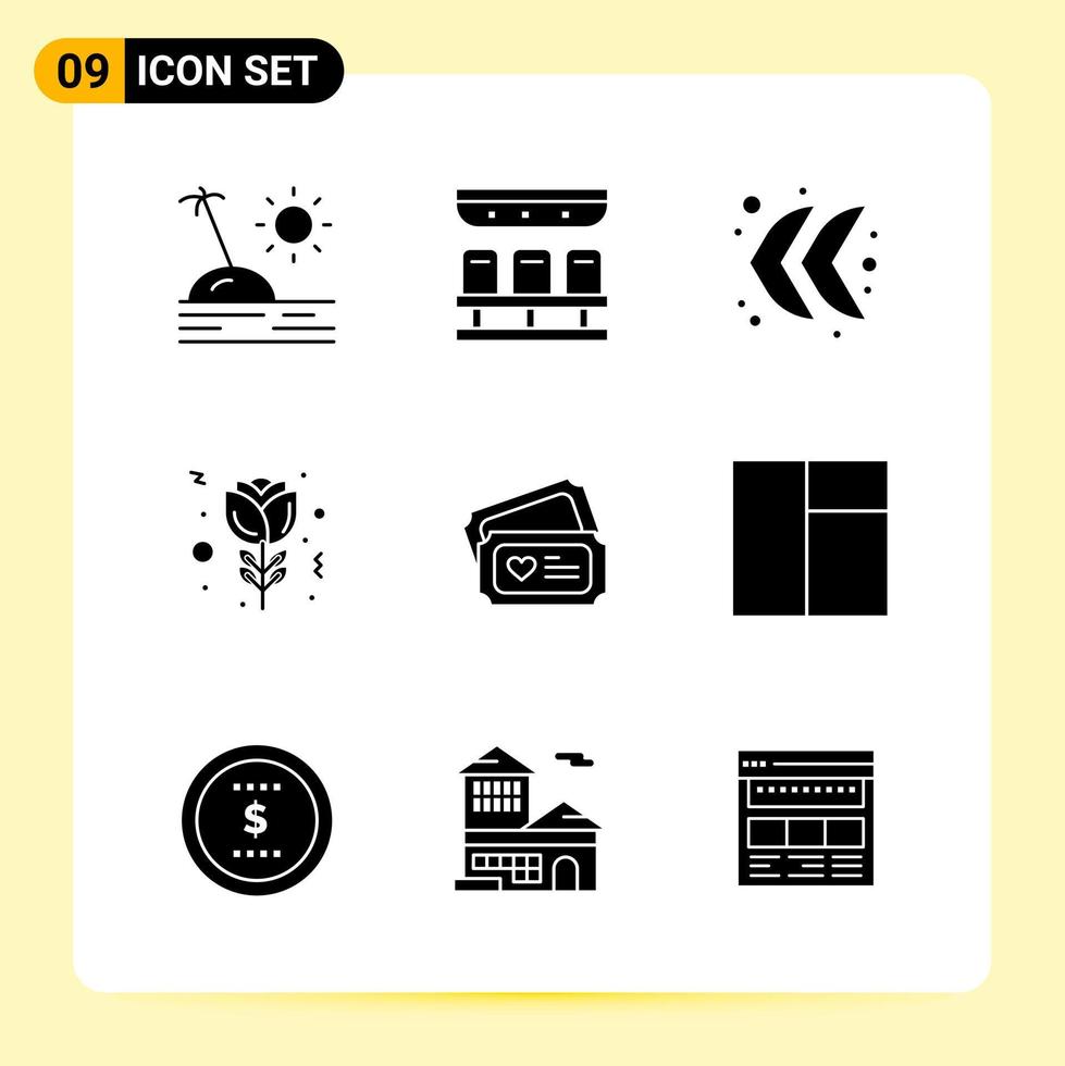 9 kreativ ikoner för modern hemsida design och mottaglig mobil appar 9 glyf symboler tecken på vit bakgrund 9 ikon packa vektor