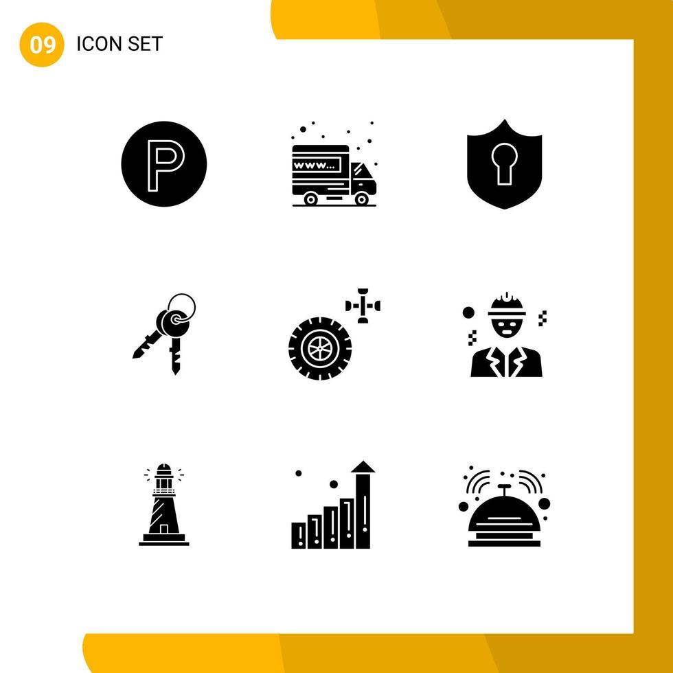 satz von 9 modernen ui-symbolen symbole zeichen für avatar service schutz autohaus editierbare vektordesignelemente vektor