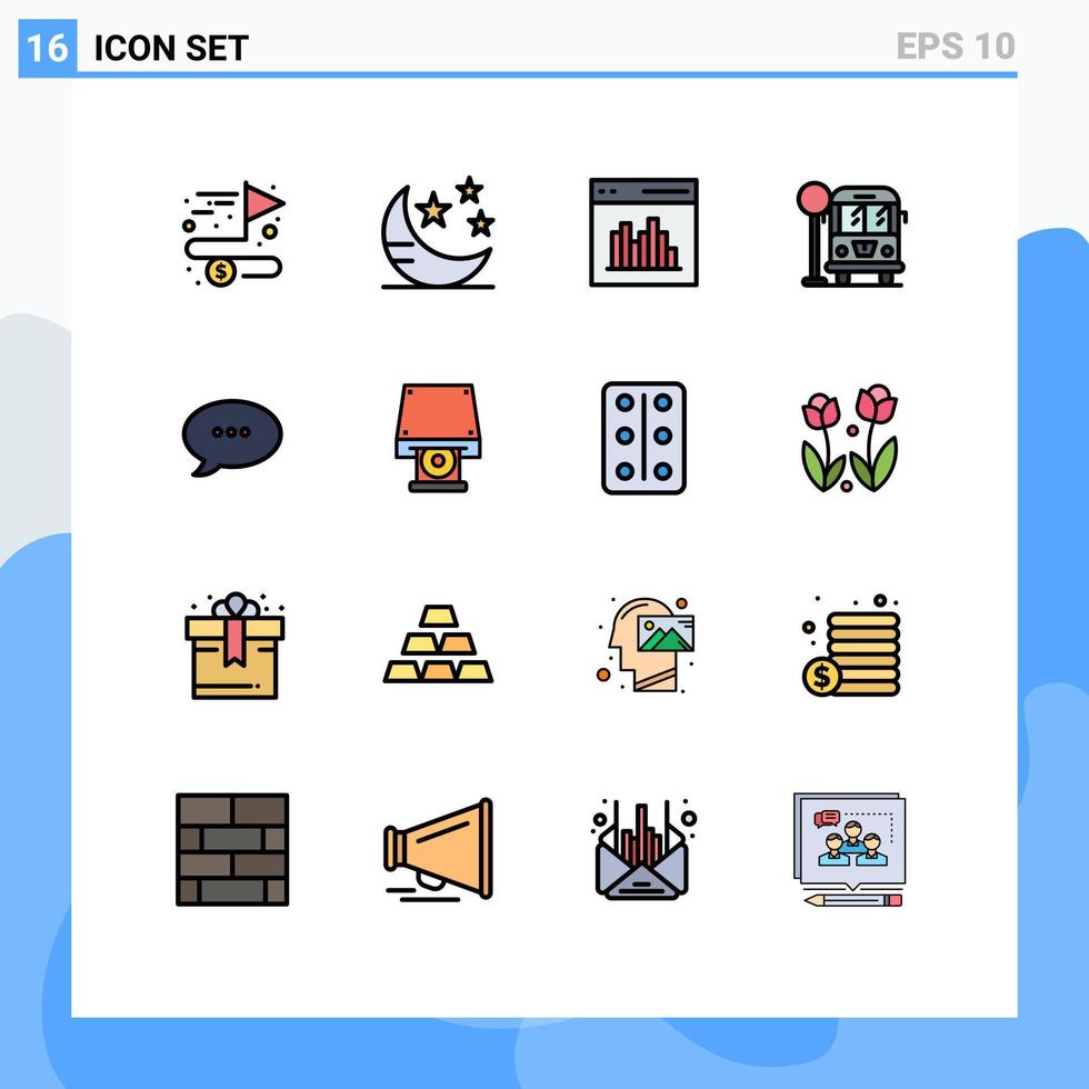 uppsättning av 16 modern ui ikoner symboler tecken för chatt buss sluta app liv användare redigerbar kreativ vektor design element