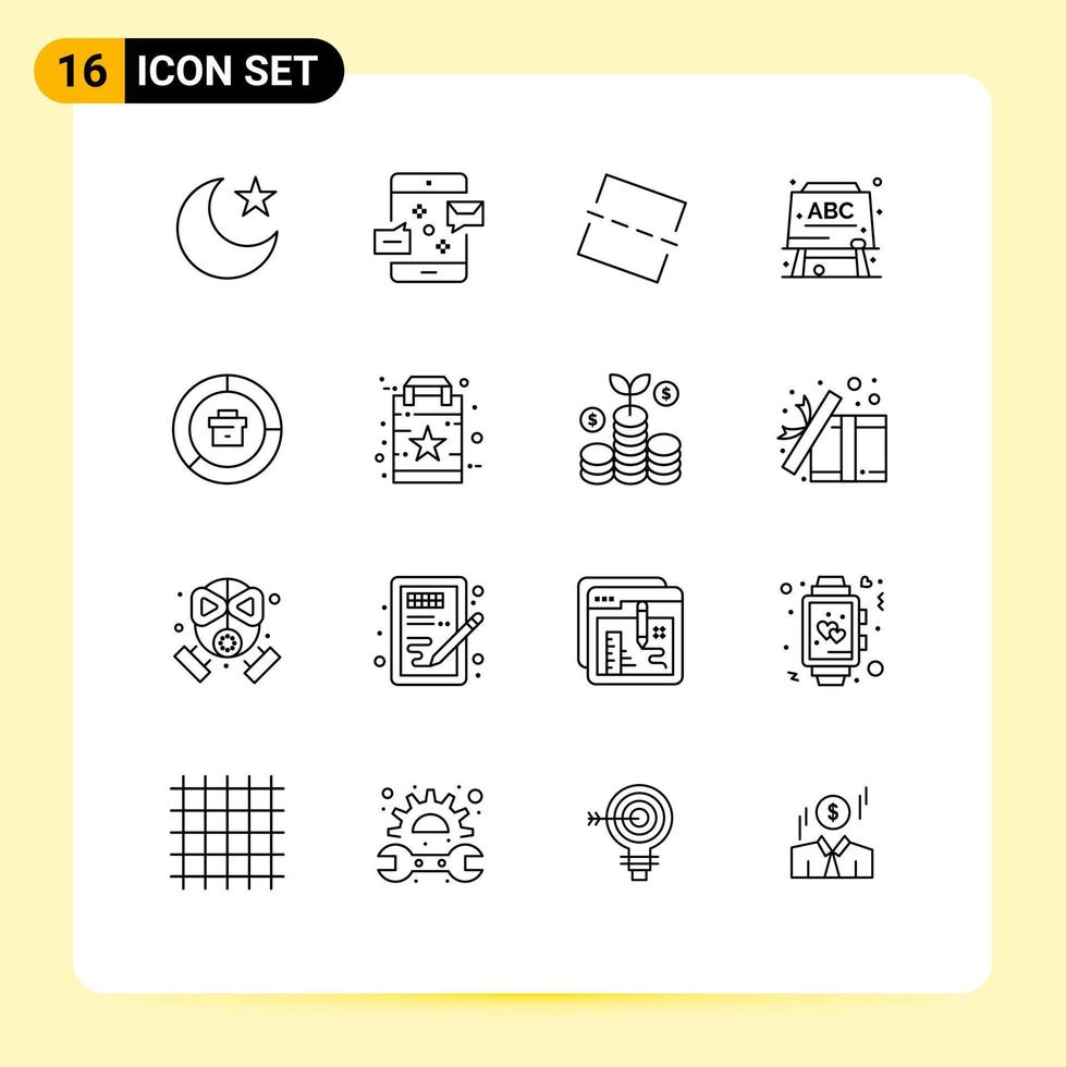 modern uppsättning av 16 konturer pictograph av Graf företag bild analys utbildning redigerbar vektor design element