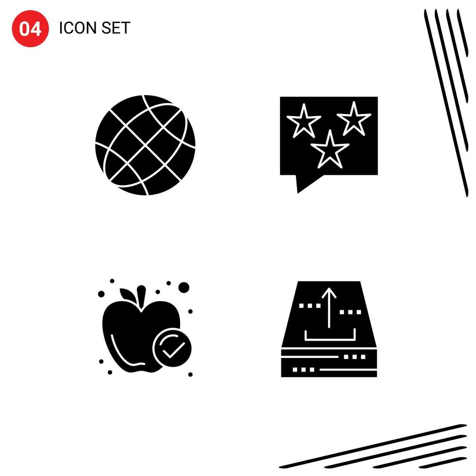 4 kreativ ikoner modern tecken och symboler av kommunikation stjärna jord chatt mat redigerbar vektor design element