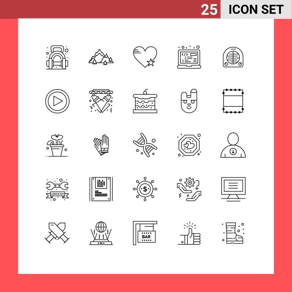 användare gränssnitt packa av 25 grundläggande rader av programmering kodning natur favorit kärlek redigerbar vektor design element