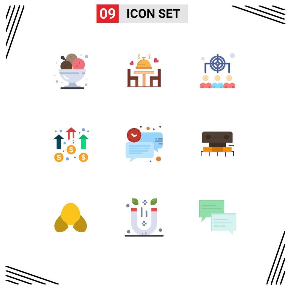 uppsättning av 9 modern ui ikoner symboler tecken för uppdrag tillväxt tallrik företag förvaltning redigerbar vektor design element