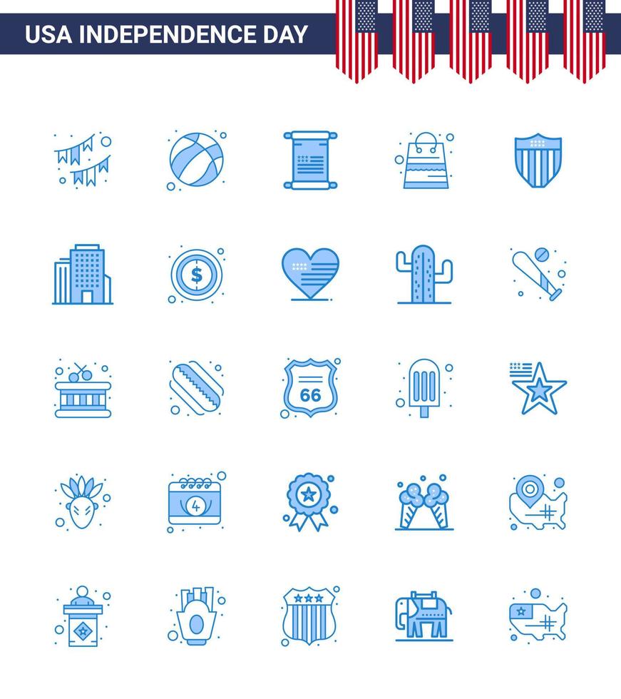 25 blå tecken för USA oberoende dag amerikan paket USA pengar USA redigerbar USA dag vektor design element
