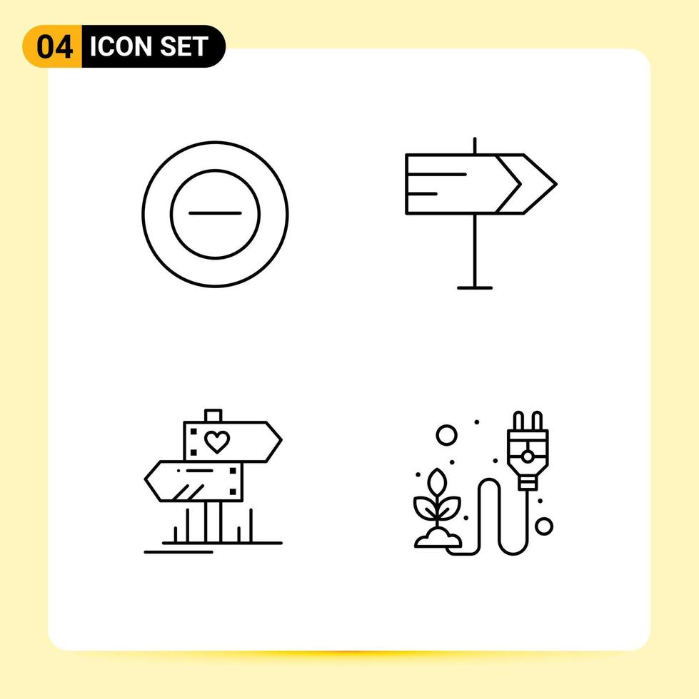 4 kreativ ikoner modern tecken och symboler av Nej bröllop riktning dierektion elektricitet redigerbar vektor design element