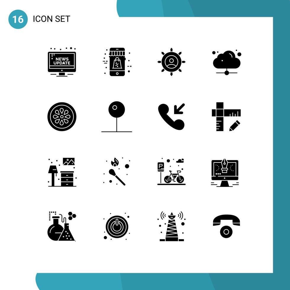 16 universell fast glyf tecken symboler av uppkopplad teknologi försäljning moln chef redigerbar vektor design element
